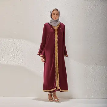 2022 Арабские Мусульманские Поддельные Двойки Свободные Для Отдыха С Вышивкой бисером Модные Халаты В Национальном Стиле Саудовской Аравии Abayas Для Женщин