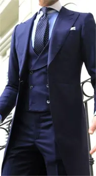 2023 Мужской костюм, сшитый на заказ, темно-синий Двубортный Свадебный Смокинг, комплект из 3 предметов (пиджак + брюки + Жилет) traje de novio para boda