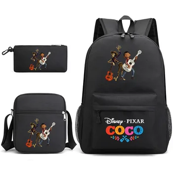 3шт Disney Coco Bookbag Детский Рюкзак Для мальчиков И Девочек Школьные сумки Через плечо Набор Ежедневных Рюкзаков Mochilas