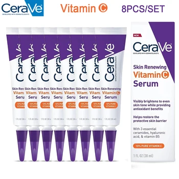 8 ШТ. Сыворотка CeraVe с витамином С и гиалуроновой кислотой, Органическая Антивозрастная, осветляющая, восстанавливающая кожный барьер, Увлажняющая для всей кожи