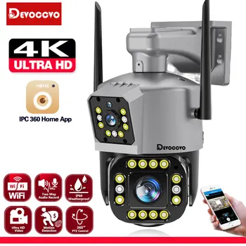 8MP 4K Camara Vigilancia Wifi Цветная Камера Ночного Видения с Двойным Экраном PTZ Беспроводная Наружная и Внутренняя Водонепроницаемая Камера Безопасности