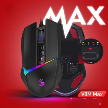 Bloody V8Mmax Модернизированная версия Проводной Игровой мыши для киберспорта Подходит для Настольного ноутбука, компьютера, Программирующей RGB, Светящейся Мыши