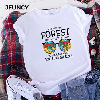JFUNCY, Женская футболка из 100% хлопка, Футболка Оверсайз с коротким рукавом, Летняя Свободная Футболка, Новые Женские топы с мультяшным Принтом, Женская одежда
