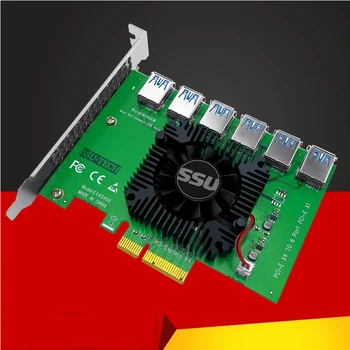 PCI Express X4 20Gb 1-6 Riser Card PCI-E-адаптер PCI-E PCIE Слот 4X-16X USB 3.0 Riser Extender Для Майнинга Биткоинов