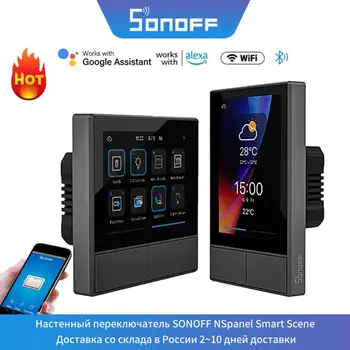 SONOFF NSPanel Smart Scene Настенный выключатель США/ЕС с универсальным управлением Wi-Fi, умный переключатель дисплея термостата через Alexa Google Home