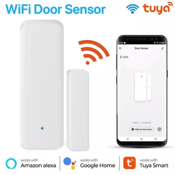 Tuya TY005 WiFi Датчик открытия Двери, магнитный детектор Открытия Закрытой двери, Защита дома, приложение Smart Life, Дверь Alexa