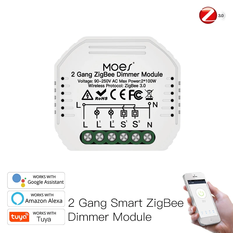 3/5/8 шт. Работает с Alexa Google Home Smart Dimmer модуль голосового управления затемняемый переключатель Zigbee Мини-переключатели переменного тока 90-250 В