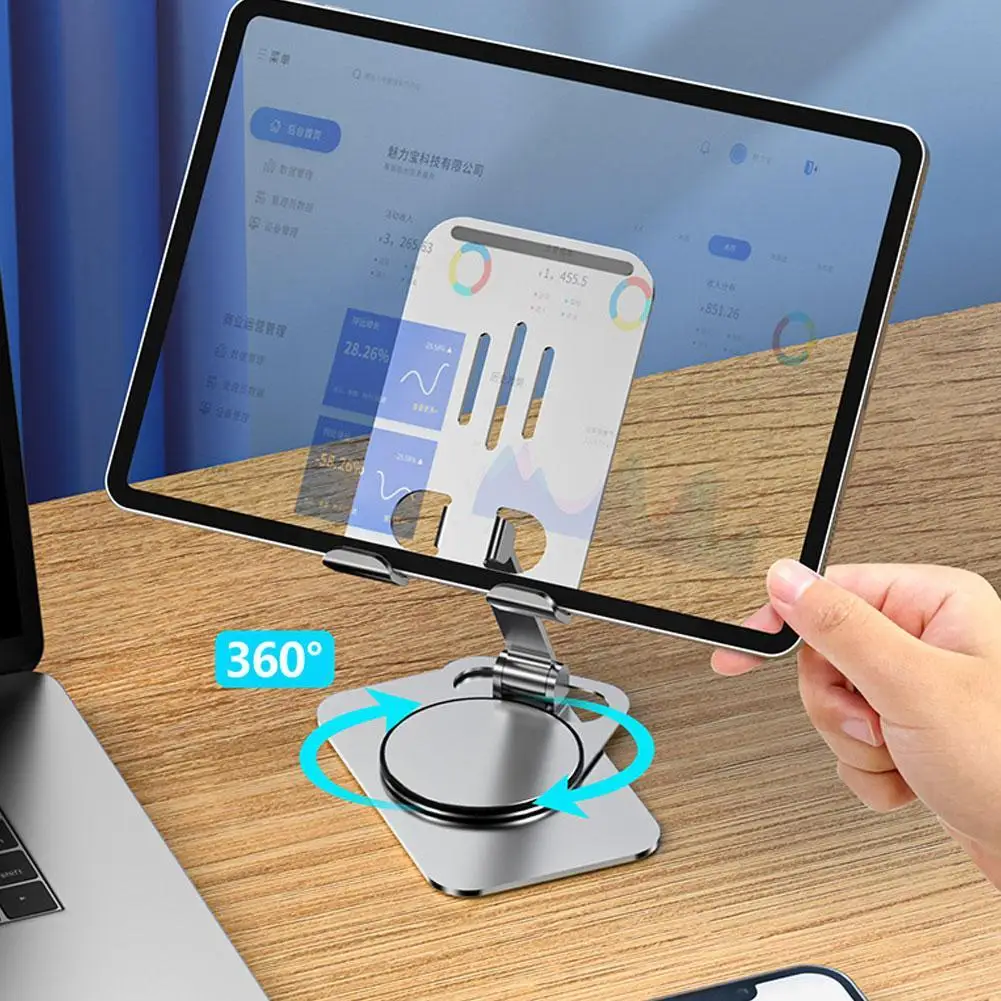 Настольная Подставка для планшета, Вращающийся на 360 ° Складной Металлический Держатель для телефона iPad Pro Air Mini Samsung Mi Pad Huawei Universal Q7I2