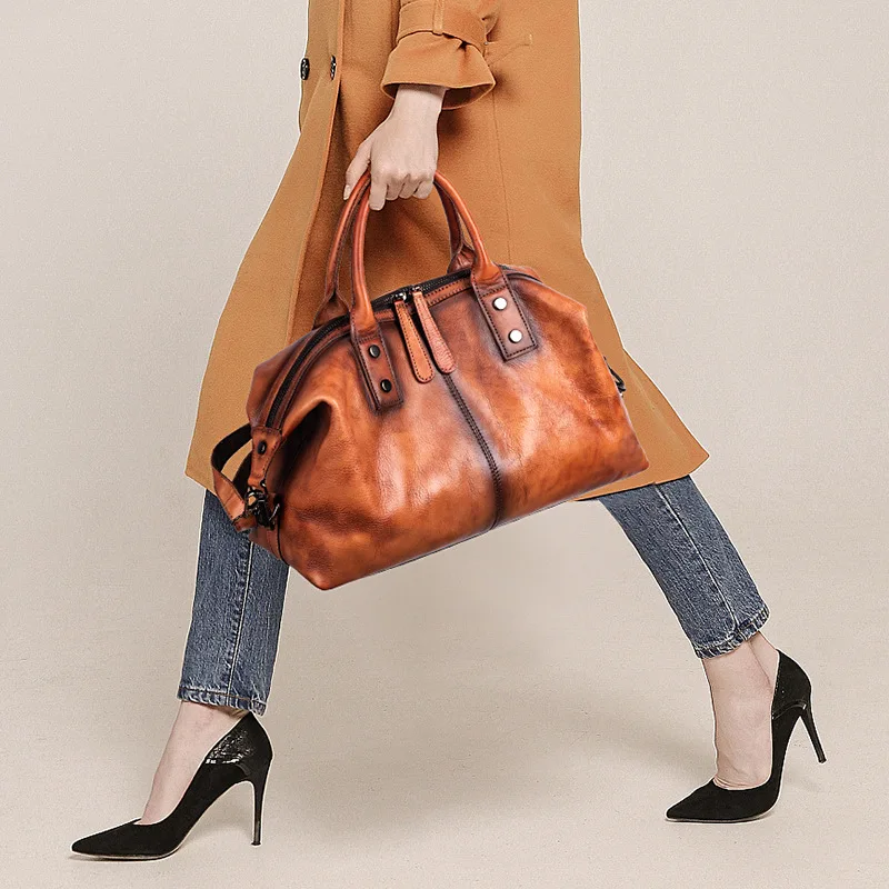 Большая Вместительная женская сумка Из натуральной коровьей кожи в винтажном стиле, оригинальный дизайн, модная сумка через плечо Премиум качества