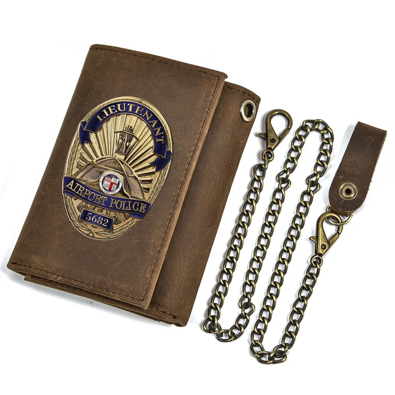 Высококачественный Мужской кошелек из натуральной кожи с противоугонной застежкой С железной цепью, чехол для карты, Rfid Короткий кошелек