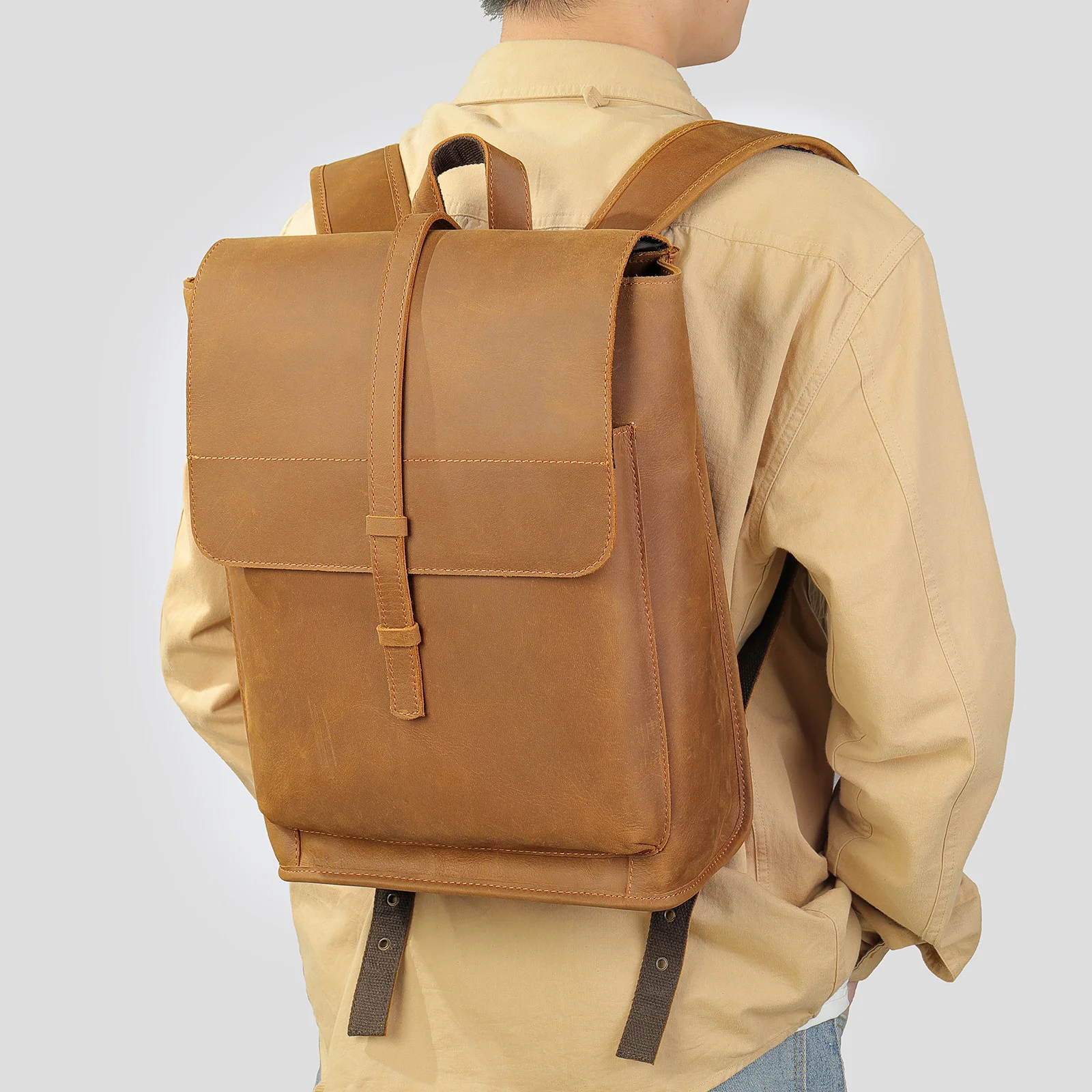 2023, Новые поступления, Винтажный модный рюкзак, 14-дюймовая сумка для компьютера, мужской рюкзак, кожаный школьный ранец для учащихся средней школы, ins hot