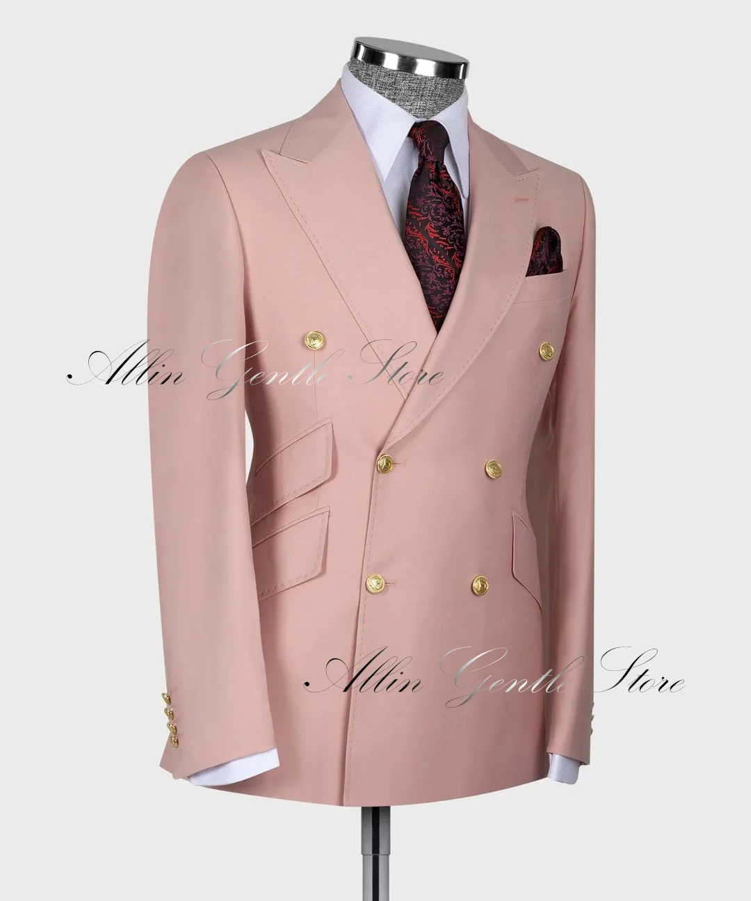 Светло-розовое Модное Деловое Вечернее Платье, сшитое на заказ, Мужской блейзер, Костюмы для Офиса (куртка + брюки)