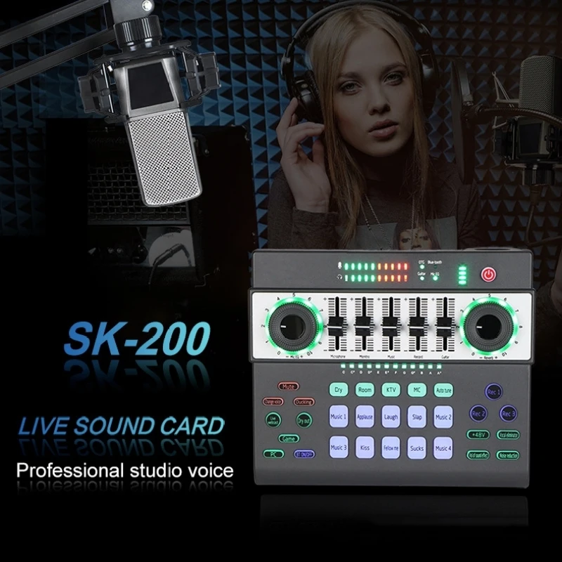 SK-200 Профессиональная настройка Конденсаторного микрофона, оборудование для записи в прямом эфире, Отдельная звуковая карта