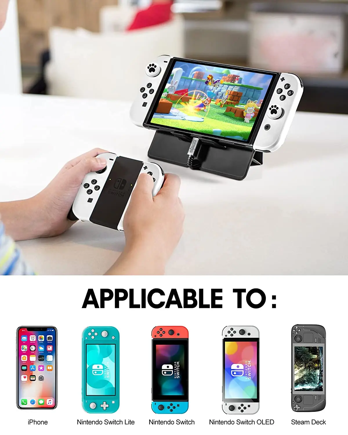 Игровая подставка для Nintendo Switch, Складная магнитная подставка для паровой палубы Nintendo Switch, набор аксессуаров 3 в 1 с колпачками для захвата большого пальца