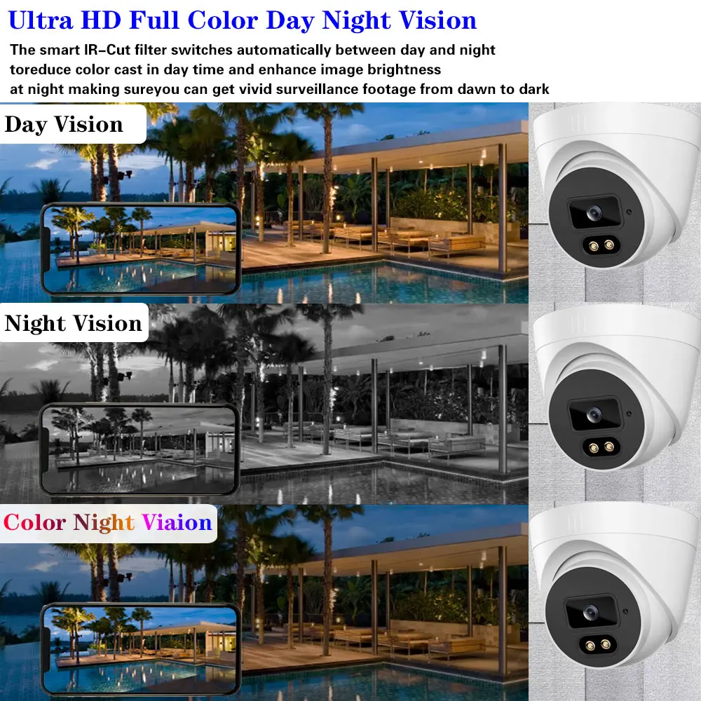 H.265 POE IP CCTV Камера Видеонаблюдения Для помещений HD 5MP 2MP Двухсторонняя Аудио Купольная IP Камера Безопасности S Цветная Камера Ночного Видения XMEYE