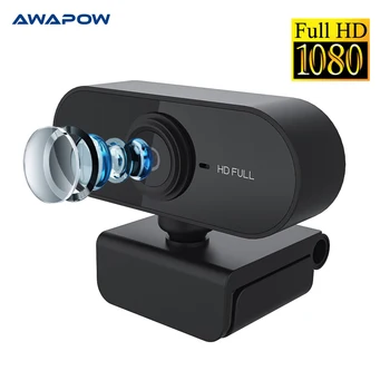 Веб-камера Awapow 1080P Full HD Веб-камера С Микрофоном, Поворотная Камера Для ПК, Компьютера, Конференции Видеозвонков YouTube, USB-Камера 4K