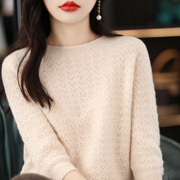 Весенне-летний новый женский свитер с круглым вырезом и короткими рукавами из 100% шерсти, футболка, открытый вязаный тонкий пуловер, свитер 6 цветов
