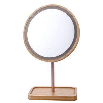 Деревянное настольное зеркало с поворотом на 90 °, настольный круглый обеденный стол, лупа с подсветкой, макияж