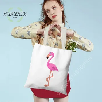 Женские сумки с Розовым Фламинго, Кавайные Холщовые сумки-тоут для Женщин, Школьная Эстетическая Сумка для Покупок, сумка-тоут, Bolsos, Сумки-тоут