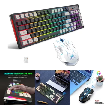 Игровая клавиатура USB с RGB подсветкой, Механическая клавиатура, Беспроводная Геймерская Эргономичная Компьютерная клавиатура для киберспортивных игр, набор мышей B36A