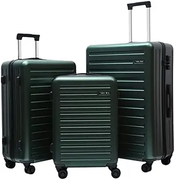 Комплекты для багажа TydeCkare 20/24/28, легкий чемодан из АБС + ПК в твердой оболочке с замком TSA и вращающимися бесшумными колесами, темно-зеленый