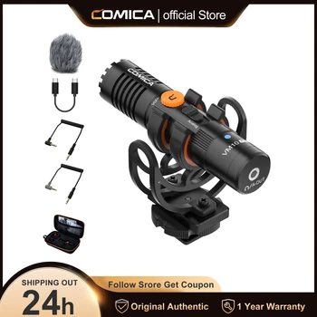 Микрофон для камеры Comica VM10 Pro с амортизатором, регулятором усиления и ограничителем срабатывания, Видеомикрофон для смартфонов, Зеркальная камера