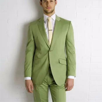 Новый Мужской костюм Жениха, костюм с вырезами на лацканах, мужской Смокинг для жениха, оливково-зеленый Свадебный костюм Шафера (пиджак + Брюки + галстук)