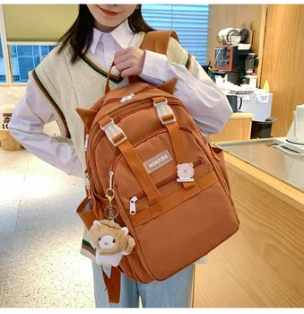 Однотонный женский рюкзак, школьная сумка для девочек-подростков, Нейлоновый Водонепроницаемый школьный рюкзак, рюкзак для путешествий Большой емкости
