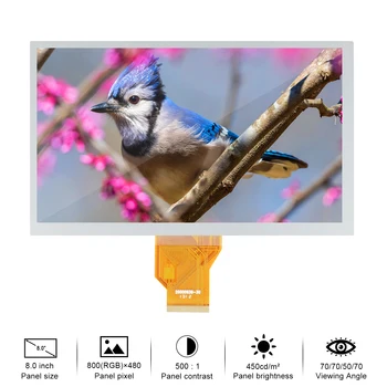 Оригинальный ЖК-экран Innolux AT080TN64 Без сенсорных панелей Для автомобильного дисплея 8 Дюймов 800 (RGB) ×480 LCM с антибликовым покрытием