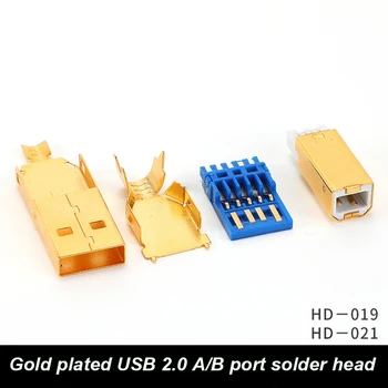 Позолоченный USB-Штекер 2.0 Терминал B-порт HD-019 Разъем Кабеля для передачи данных Декодер 6N Монокристаллический Медный Интерфейс USB-кабеля