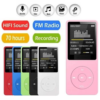 Портативный MP3-плеер с 1,8-дюймовым ЖК-экраном FM MP3 WAV Радио, Видео, Hi-Fi плеер, Игры, Фильмы, Электронные книги, Музыкальные плееры, поддержка SD-карты