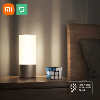 Прикроватная лампа Xiaomi 1 Умная настольная лампа со светодиодной подсветкой Беспроводная настольная лампа Xiaomi для спальни, Ночной Уличный светильник, Wi-Fi Пульт дистанционного управления