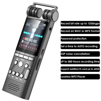Профессиональный Цифровой Аудиомагнитофон С голосовой активацией 16 ГБ 8 ГБ USB-ручка Для Непрерывной записи 100 часов PCM 1536 Кбит/с Внешний микрофон