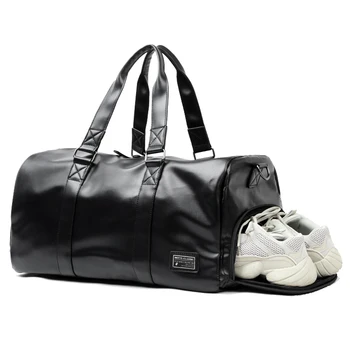 Спортивная сумка Премиум-класса, Кожаные спортивные сумки для влажного и сухого разделения, мужская сумка для фитнеса, дорожная сумка на молнии выходного дня с пакетом обуви