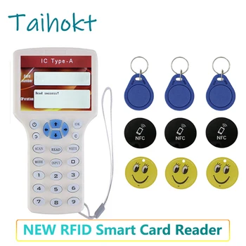 Считыватель Rfid-токенов Английский 10-Частотный Считыватель карт 125 кГц T5577 Дубликатор ключей 13,56 МГц Декодирование Значка NFC Копировальный аппарат Cuid Fuid Tag