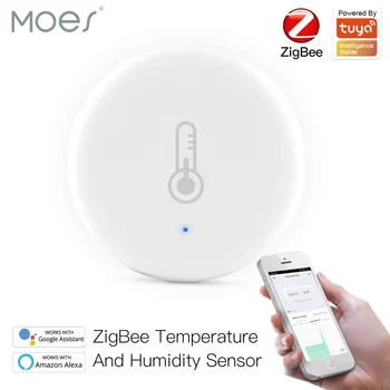 Умный Датчик температуры и влажности Tuya Smart ZigBee, работающий от аккумулятора, с приложением Tuya Smart Life Alexa Google Home