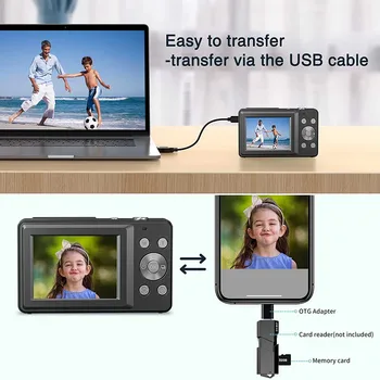 Цифровая камера 1080P Full HD 44-мегапиксельная Компактная камера 2,4-дюймовый ЖК-экран с 16-кратным цифровым зумом Мини-видеокамера