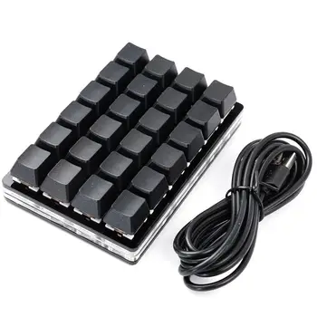 Черная механическая клавиатура Mini USB на заказ, 24 Клавиши, Сочетание клавиш для игровых устройств, Программируемые клавиши клавиатуры, Макрос