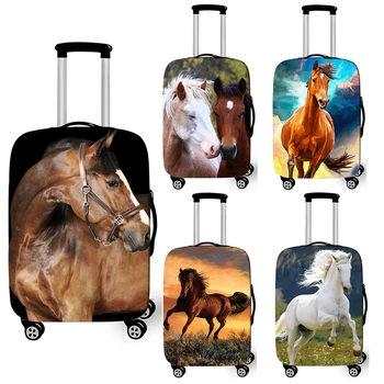 Чехол для багажа с принтом лошади для путешествий, эластичные чехлы для тележки с защитой от пыли, аксессуары для путешествий, милый чехол для чемодана