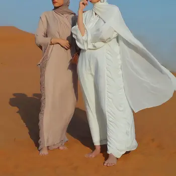 Шифоновое мусульманское Модное платье-хиджаб, простые Абайи для женщин, Дубайская Абайя, Турция, Марокканский Кафтан, Мусульманская Арабская одежда для ислама
